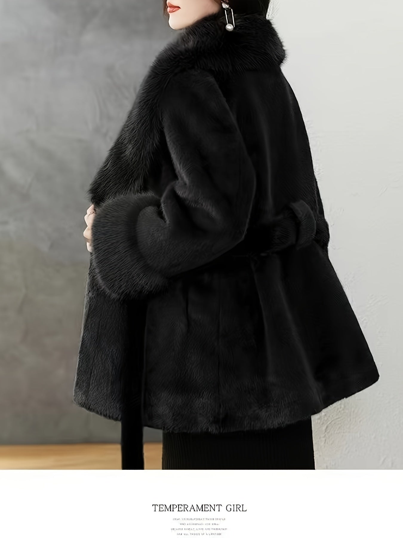 Manteau femme hiver élégant – Ceinture & fausse fourrure chic