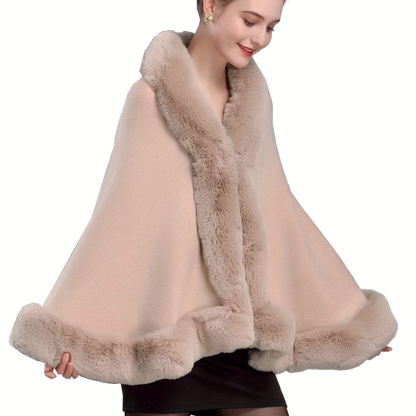 Cape élégante femme – Fausse fourrure chic & sans manches