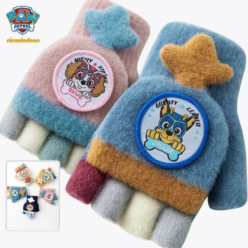 Gants peluche Paw Patrol enfants, Chase Skye, chauds et colorés