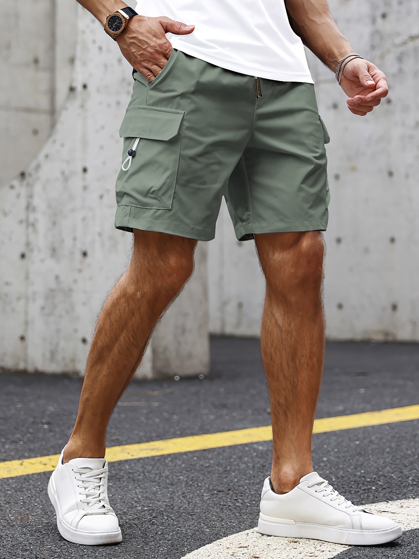 Short Cargo Homme Été – Taille Élastique, Poches Latérales