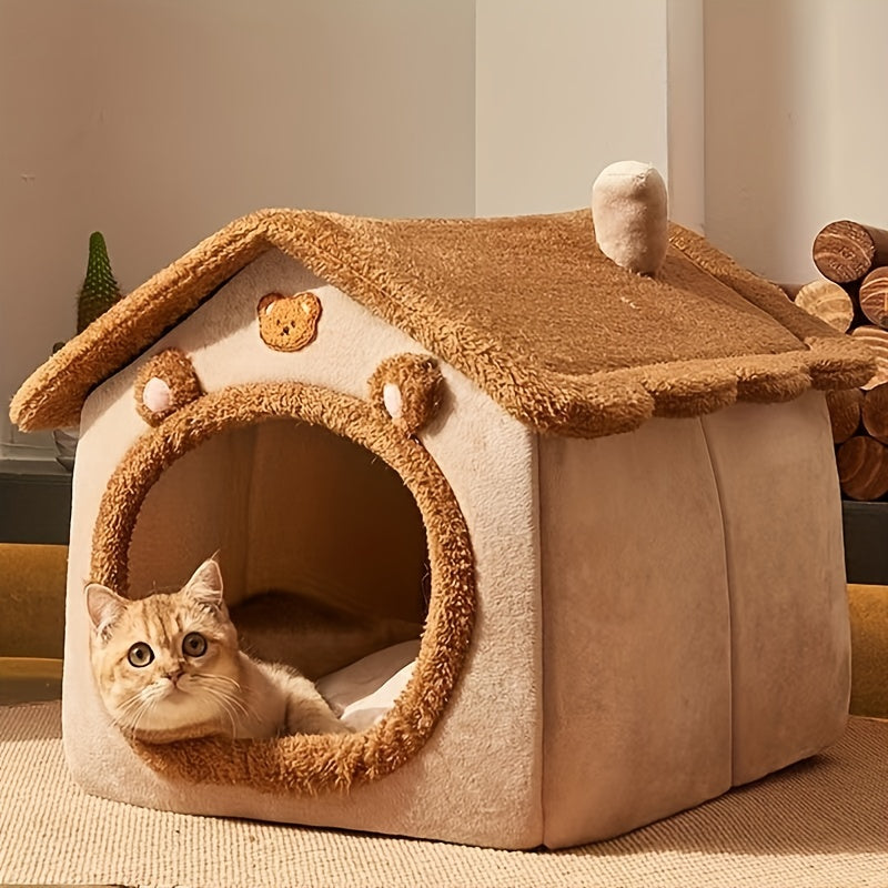 Maison lit pour chat – Douce, chaude & lavable, idéale hiver