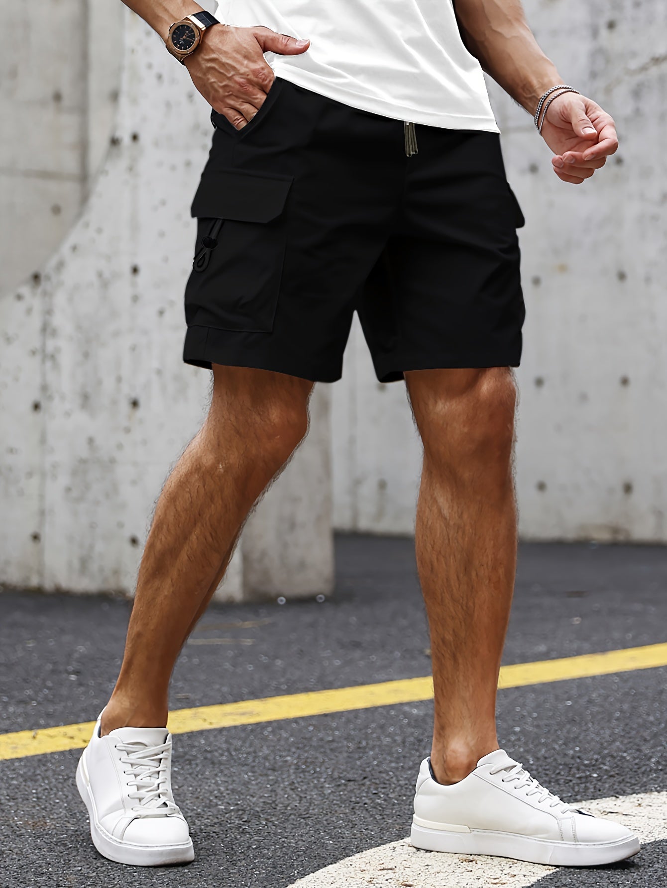 Short Cargo Homme Été – Taille Élastique, Poches Latérales