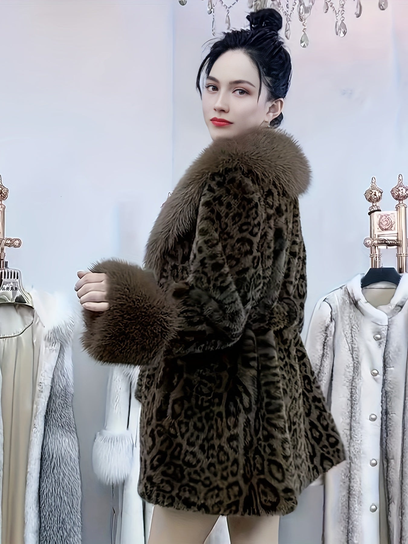 Manteau femme hiver élégant – Ceinture & fausse fourrure chic