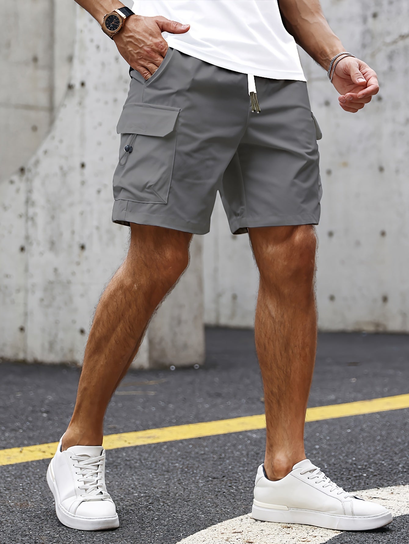 Short Cargo Homme Été – Taille Élastique, Poches Latérales