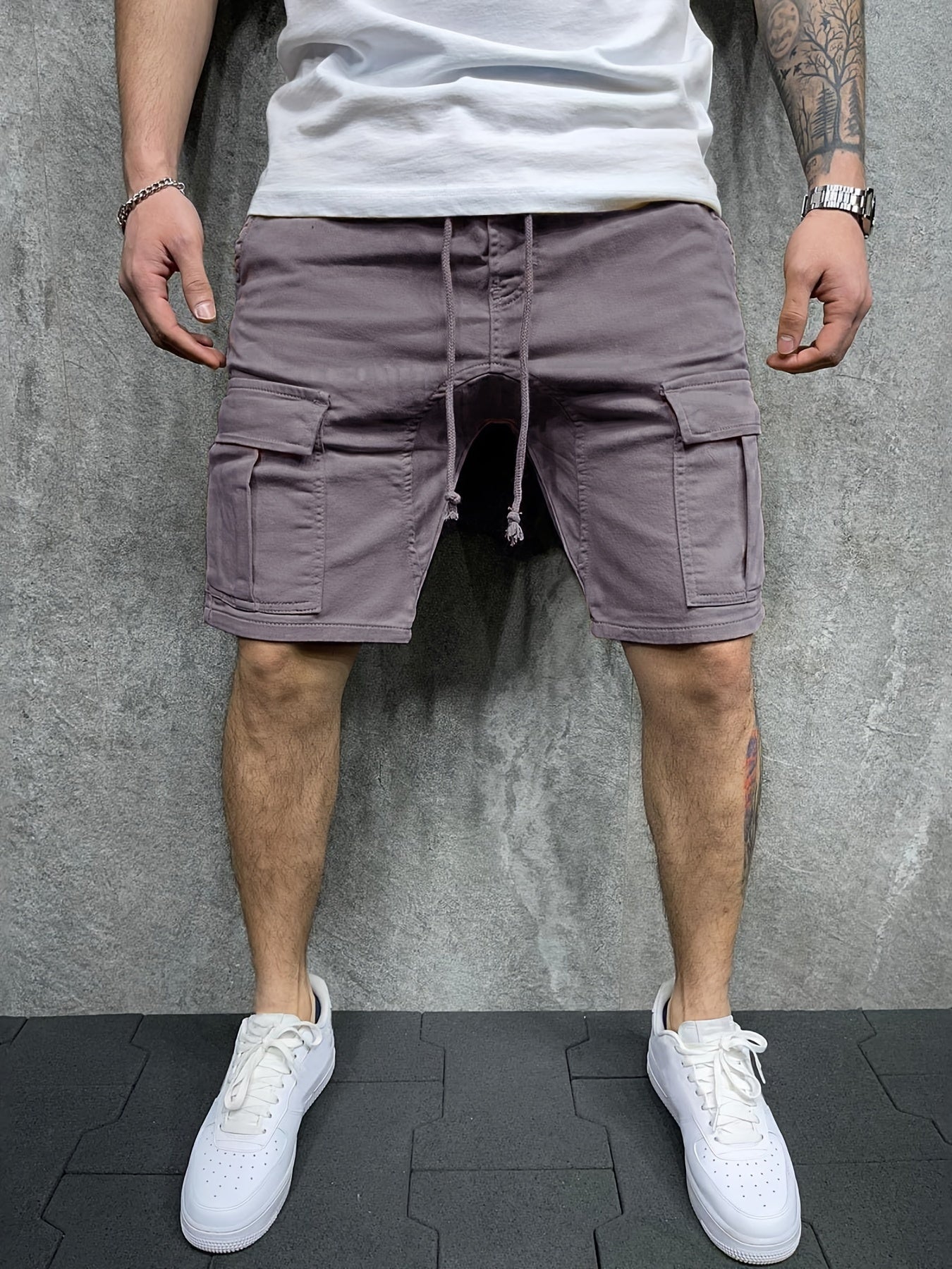 Pantacourt Cargo Homme – Ample, Cordon, Poches à Rabat, Été