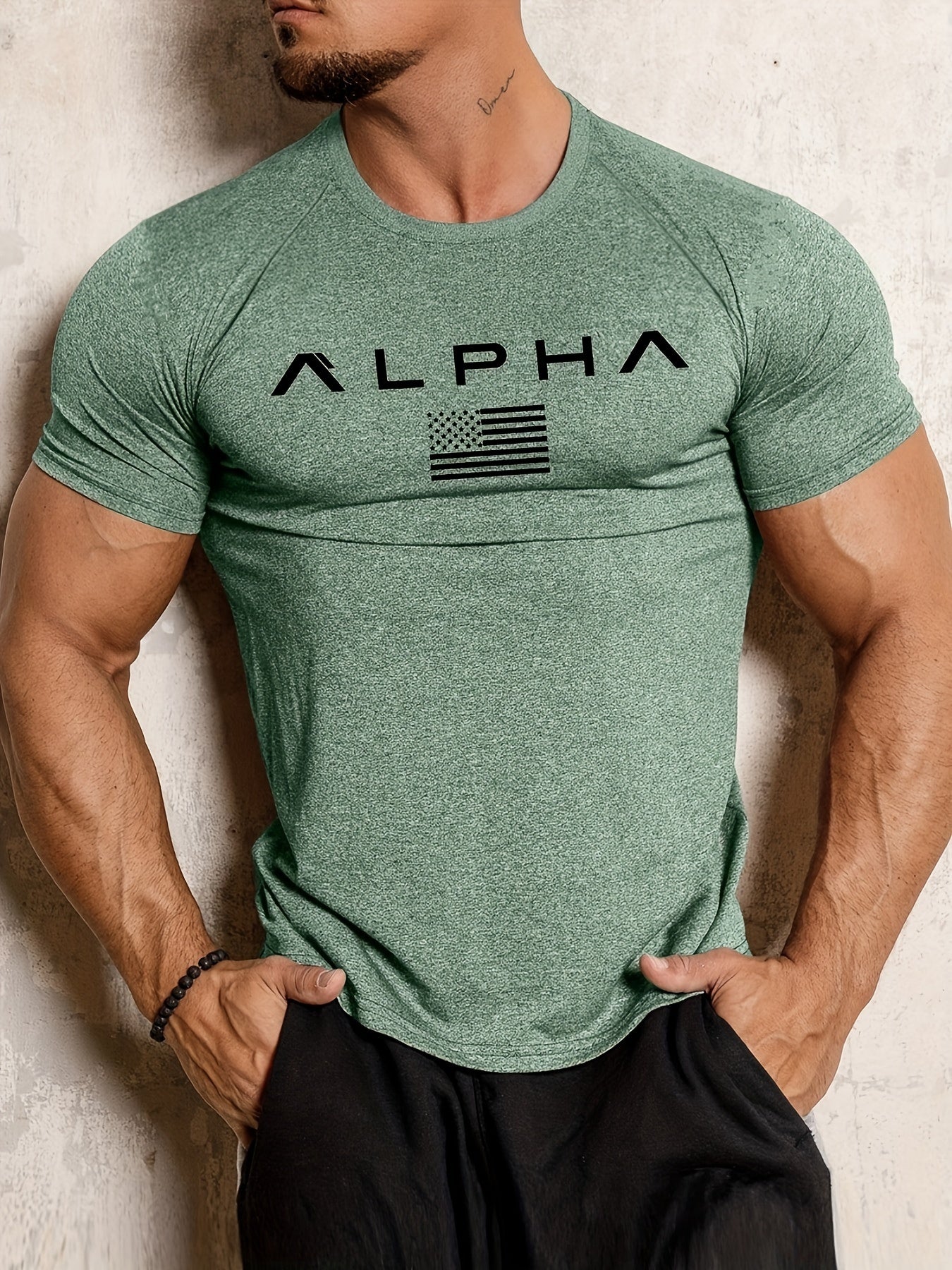 T-shirt Homme ALPHA – Manches Courtes Sport, Col Rond, Été