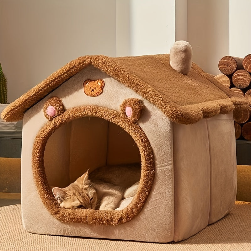 Maison lit pour chat – Douce, chaude & lavable, idéale hiver