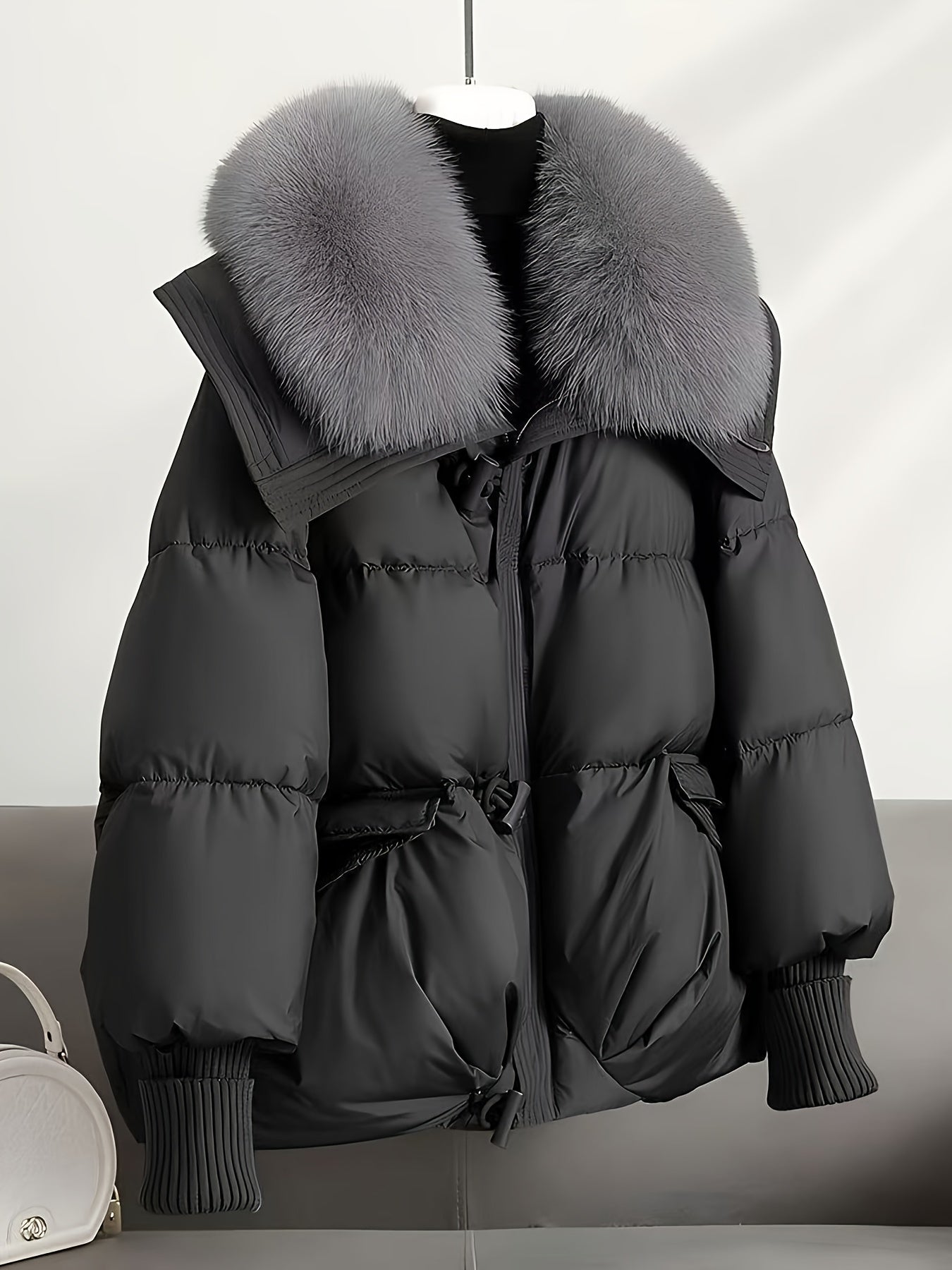Manteau hiver femme ❄️ – Capuche fausse fourrure & coupe A-line GTIJARA