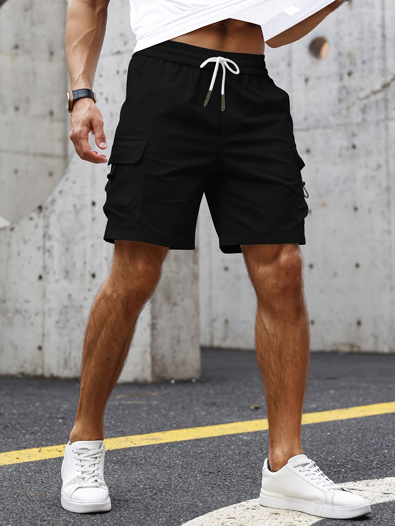 Short Cargo Homme Été – Taille Élastique, Poches Latérales