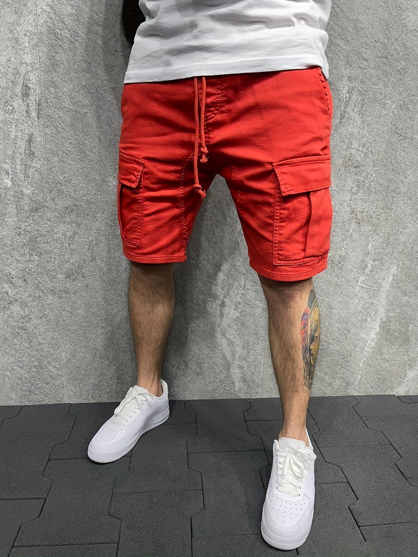 Pantacourt Cargo Homme – Ample, Cordon, Poches à Rabat, Été