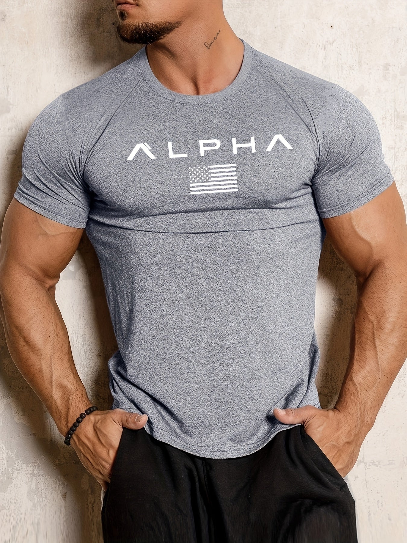 T-shirt Homme ALPHA – Manches Courtes Sport, Col Rond, Été