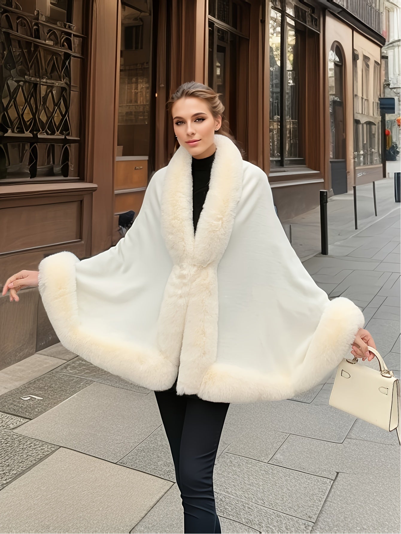 Cape élégante femme – Fausse fourrure chic & sans manches