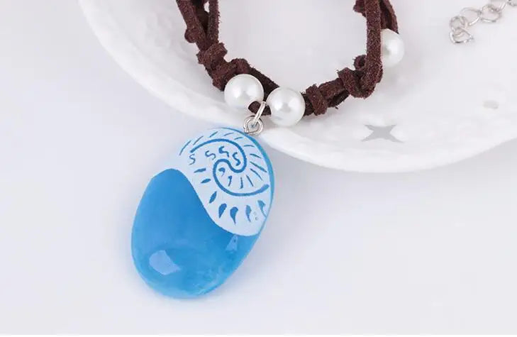 Collier LED Moana Enfant – Cuir Tressé Cosplay & Jouet Disney