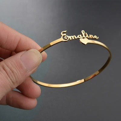 Bracelet personnalisé cœur pour femme, acier inoxydable doré