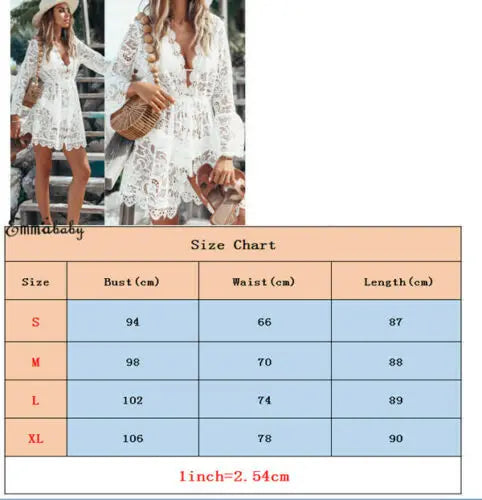 Robe de Plage Femme Sexy – Dentelle Col V Style Bohème Chic