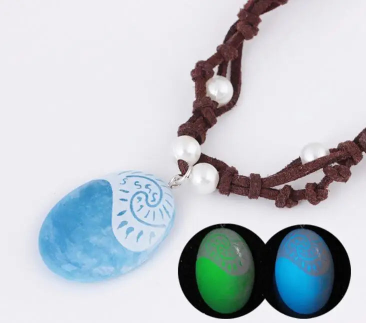 Collier LED Moana Enfant – Cuir Tressé Cosplay & Jouet Disney