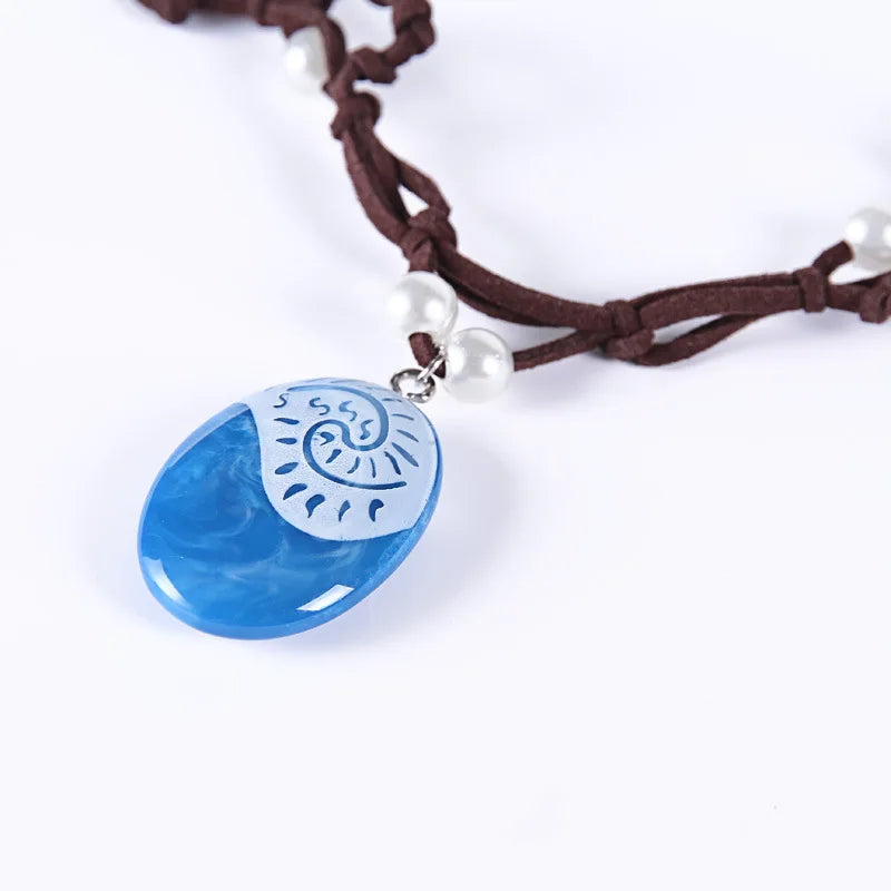 Collier LED Moana Enfant – Cuir Tressé Cosplay & Jouet Disney