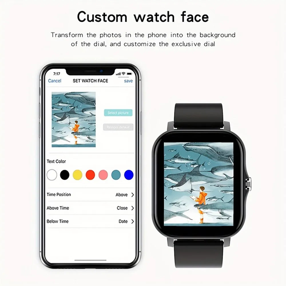 Montre connectée 1,44" Android, Bluetooth, santé et appels