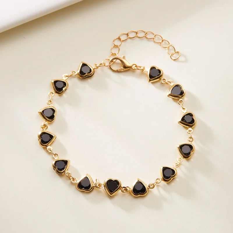 Bracelet Cœur – Cristal Zircon-Plaqué Or Élégant