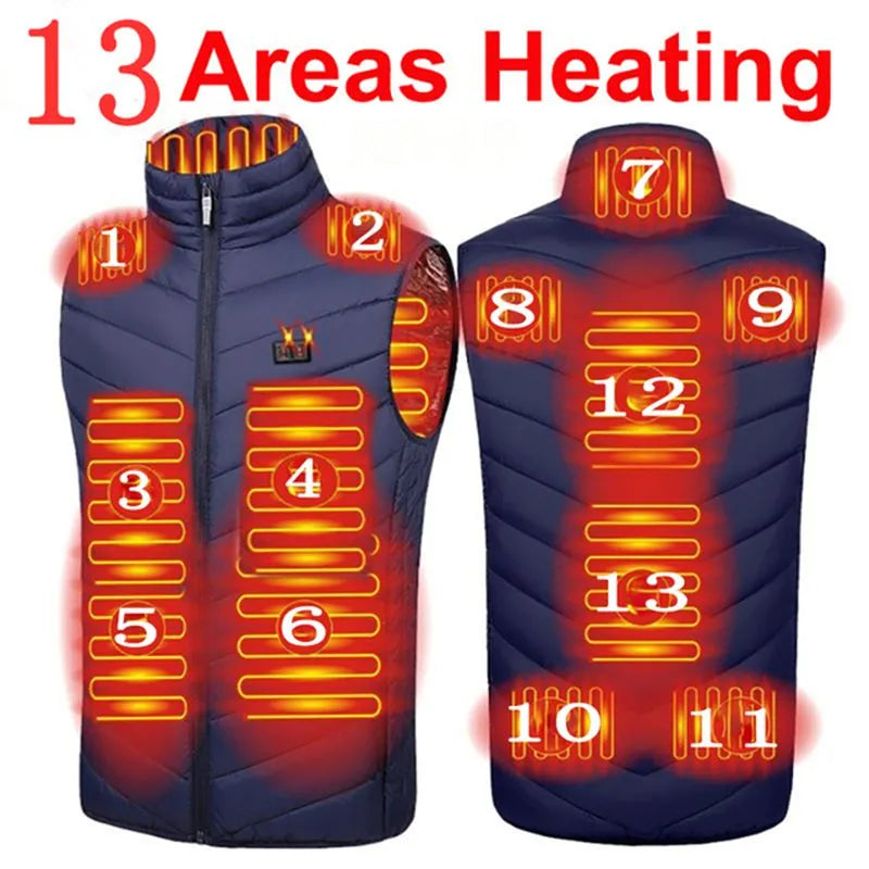 Blouson chauffant USB homme/femme, 17 zones de chauffage, hiver froid