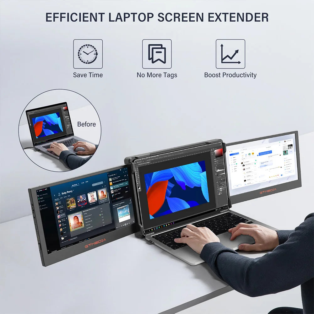 Moniteur portable double écran GTMEDIA, IPS 11,6", 1080p, 60Hz