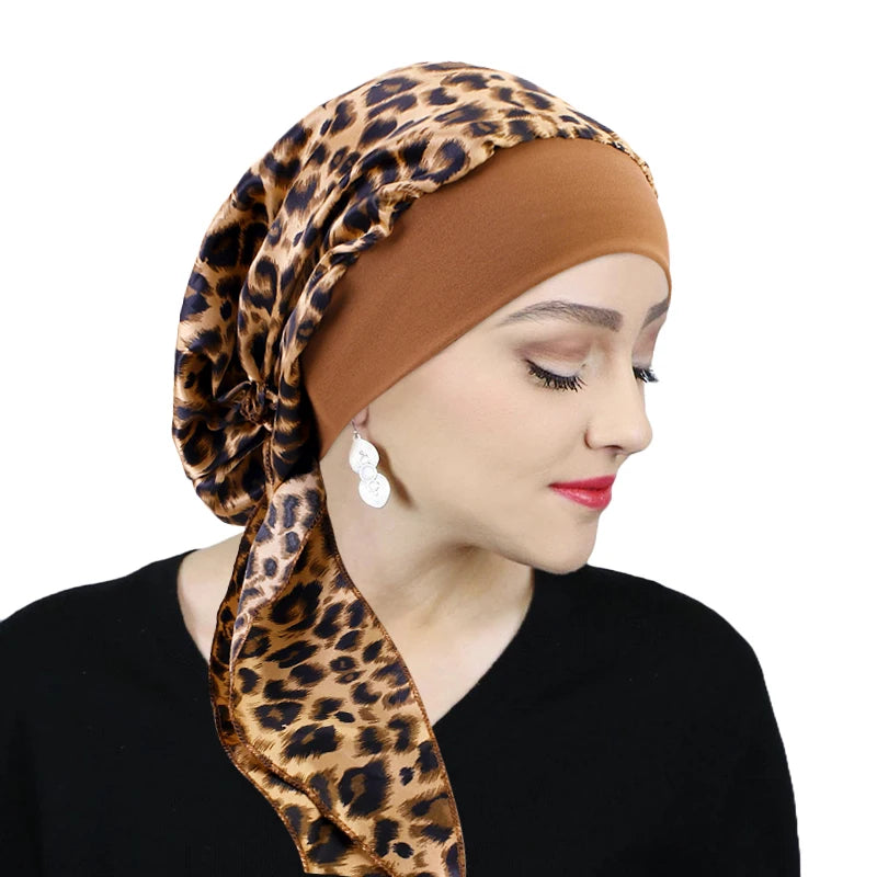 Foulard turban femme 🌸 – Pré-noué, élastique & imprimé chic