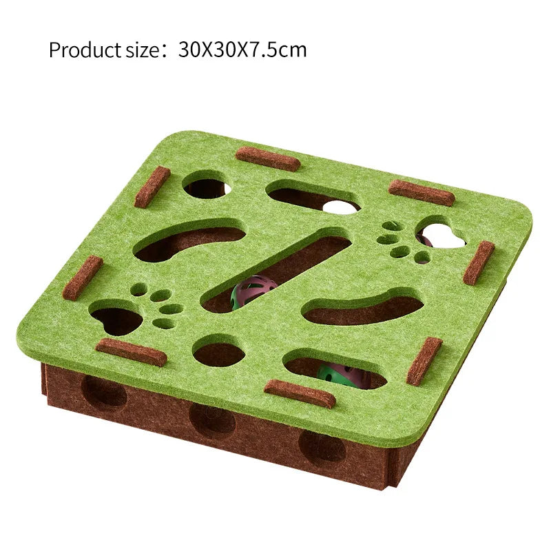👉 Jouet puzzle interactif pour chat – Boîte en feutrine avec balles