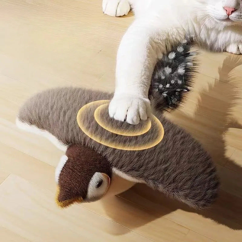 👉 Jouet oiseau interactif pour chat – Peluche chantante rechargeable