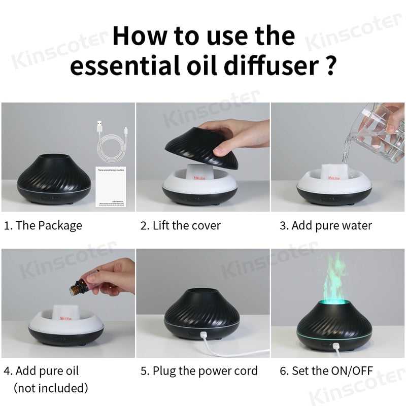 Diffuseur Volcanique USB 130ml – Huile Essentielle & Veilleuse LED