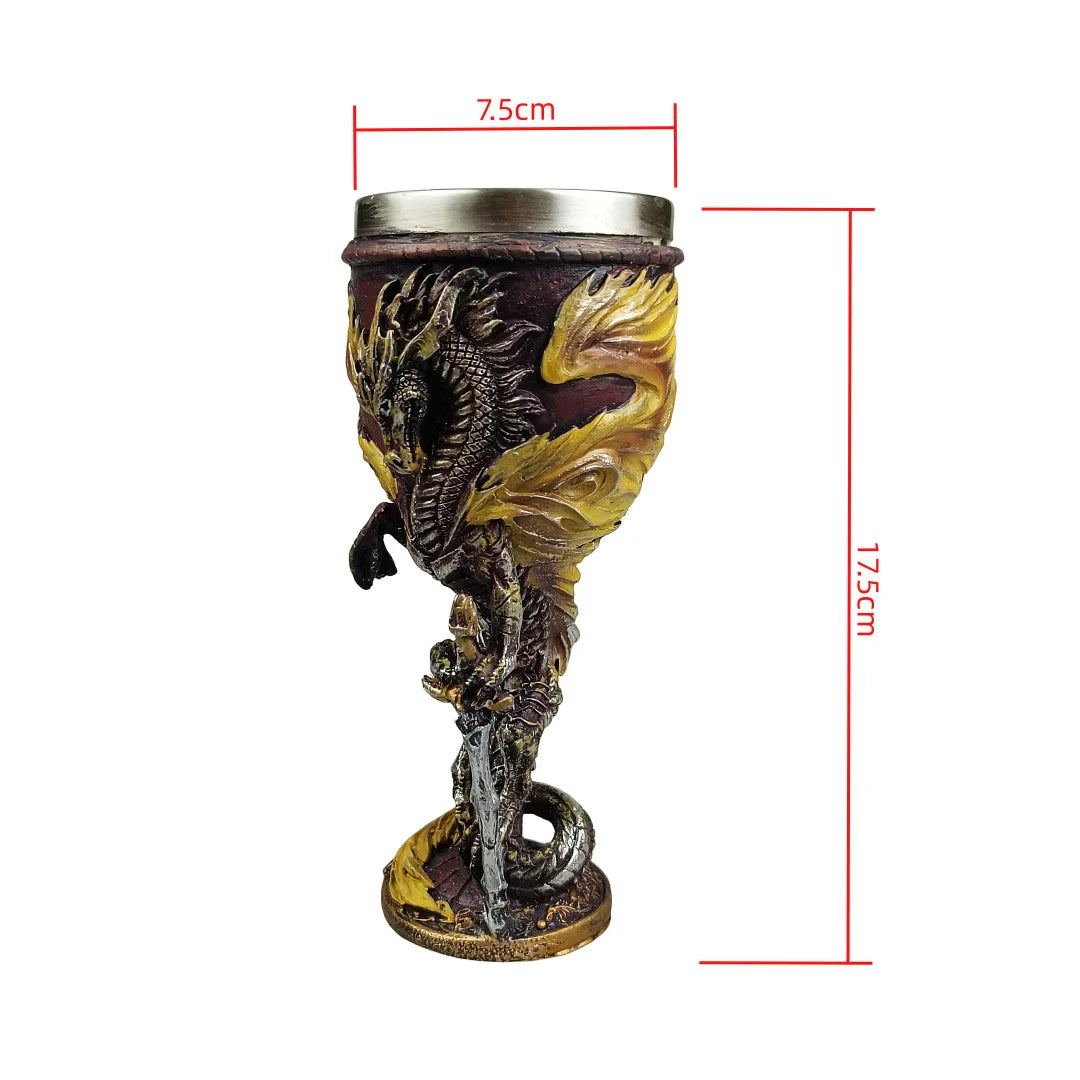 Calice Dragon 🐉 – Coupe médiévale inox & résine 3D décorative