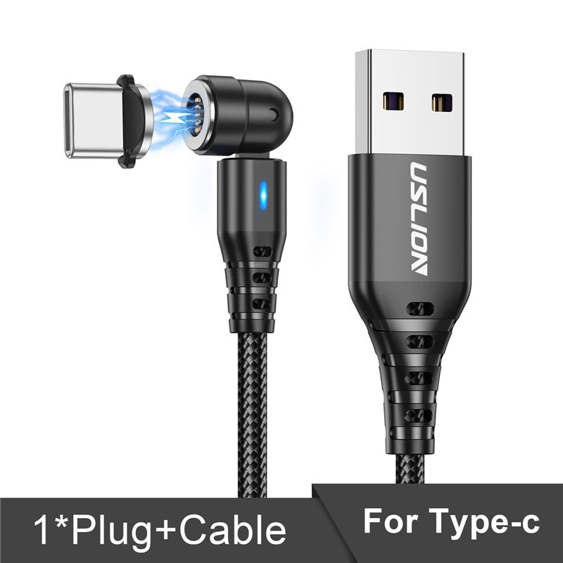 Câble Magnétique 540° Rotatif USLION – Charge Rapide 5A USB-C/Micro