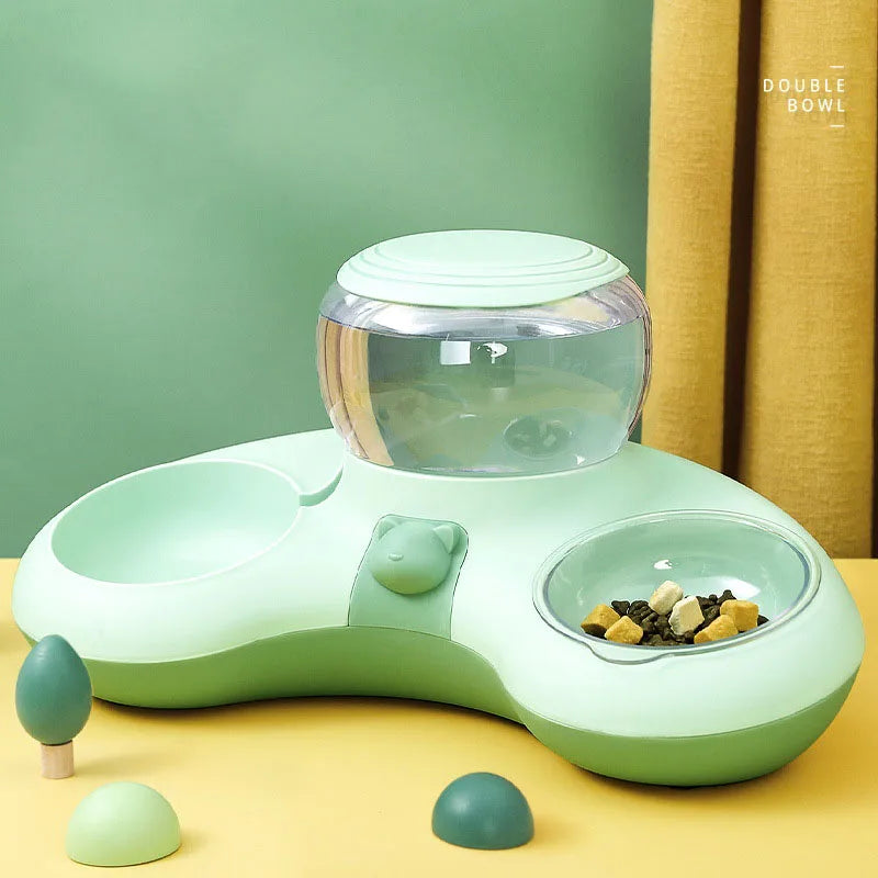 Mangeoire automatique chat/chien avec fontaine et double bol