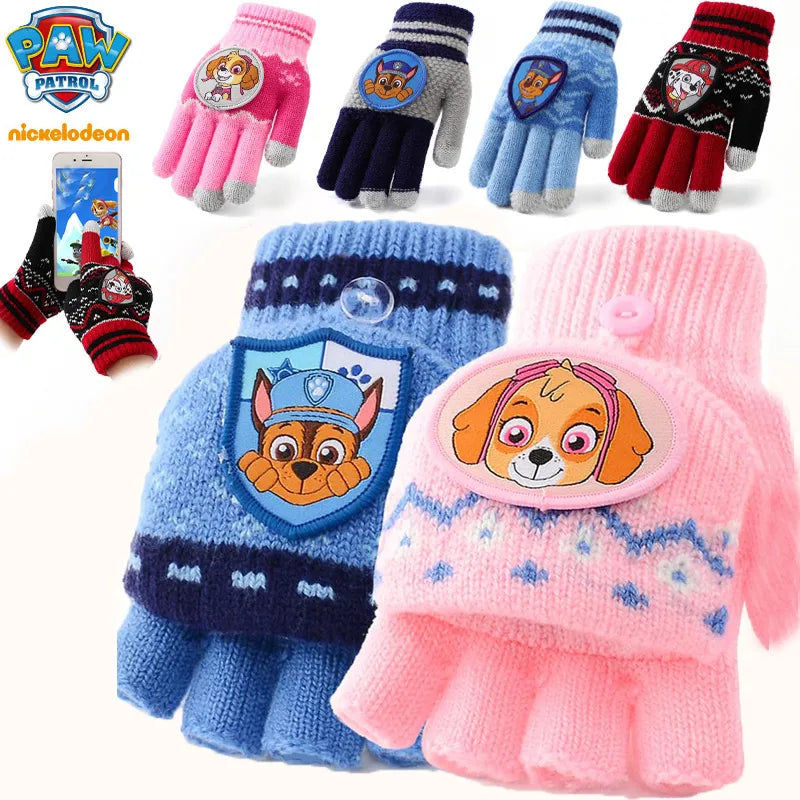 Gants peluche Paw Patrol enfants, Chase Skye, chauds et colorés