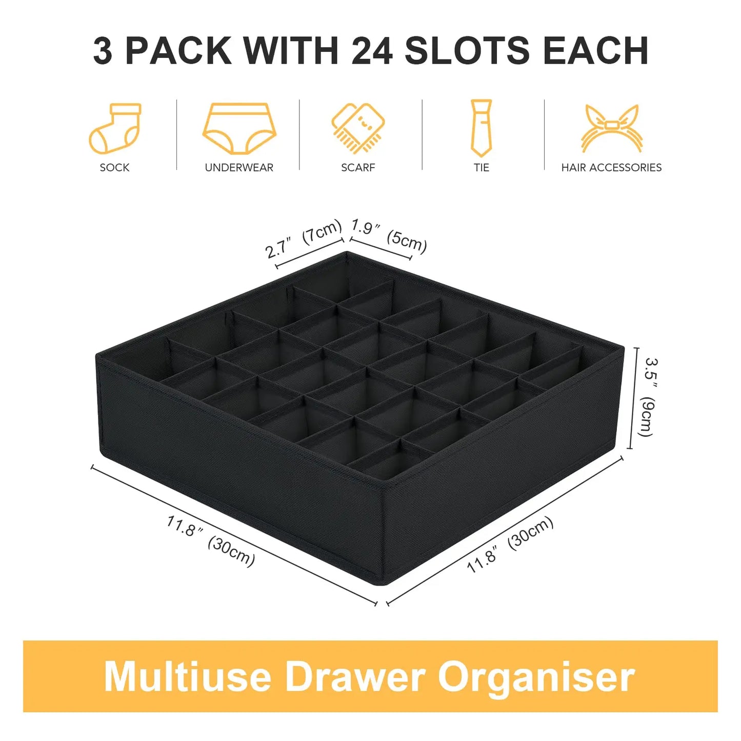 Boîte rangement sous-vêtements 24 cases, pliable et pratique