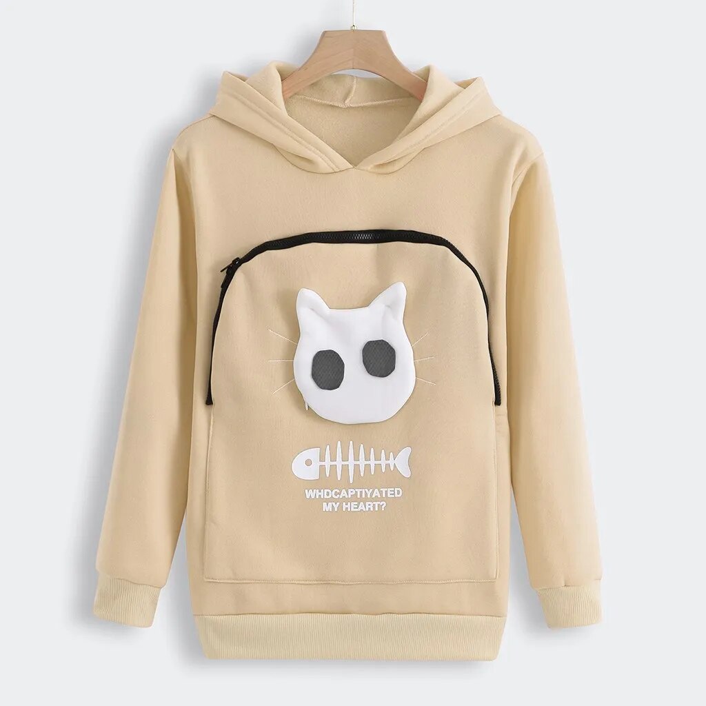 Sweat à capuche femme kangourou – Transport chat respirant