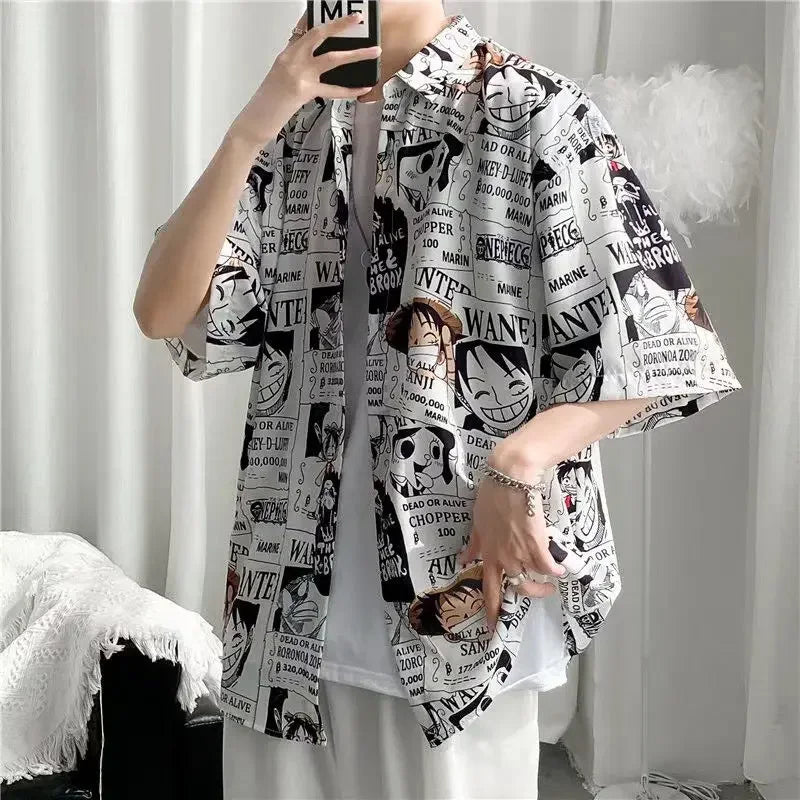 Chemise One Piece Luffy Unisexe – Cardigan Anime Boutonné Été