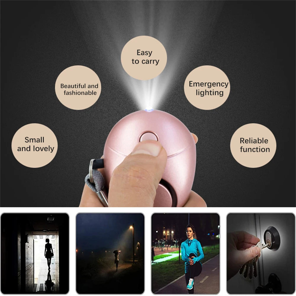 Alarme de sécurité 130dB pour femme avec LED et porte-clés