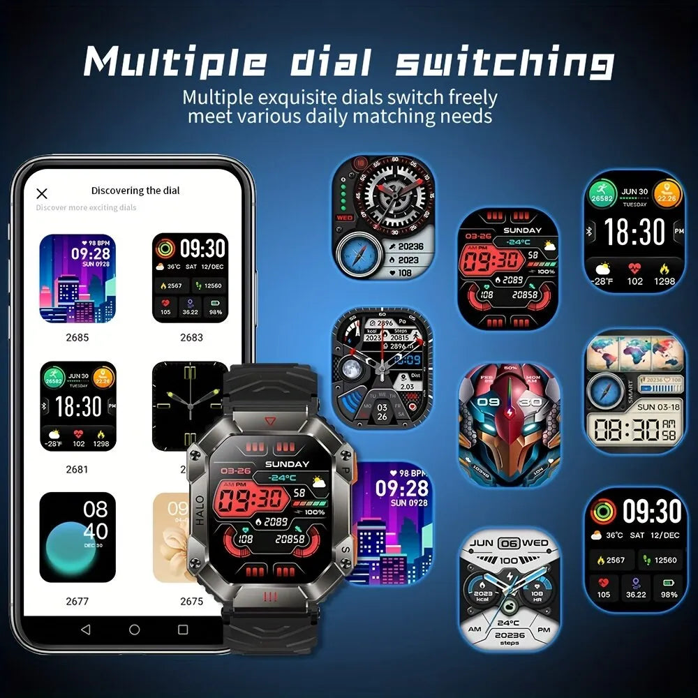 Montre connectée militaire homme GPS, boussole, sport