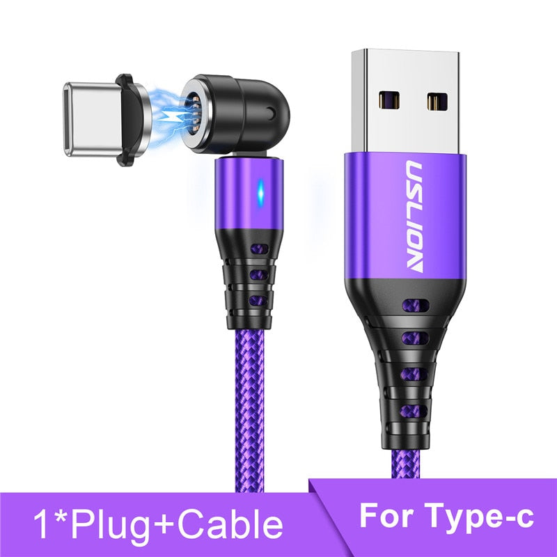 Câble Magnétique 540° Rotatif USLION – Charge Rapide 5A USB-C/Micro