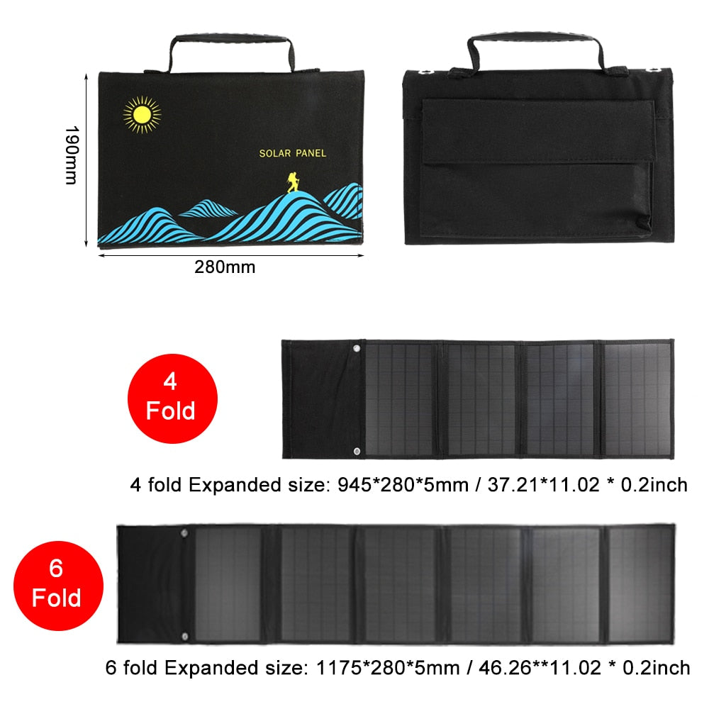 Panneau solaire portable 100W/60W, USB + DC, pliable extérieur