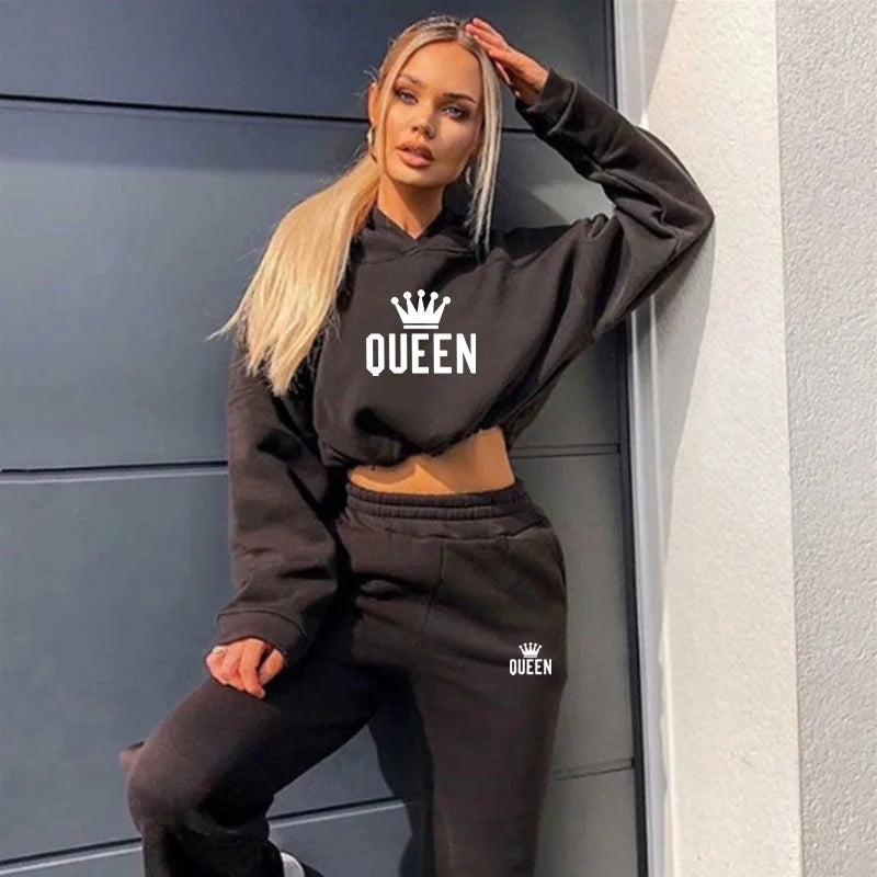 Ensemble Survêtement Femme 2 Pièces – Sweat à Capuche & Pantalon