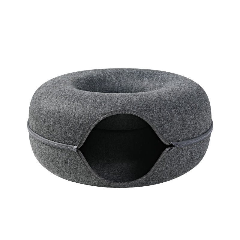 Lit Donut et Tunnel interactif pour chat, jouet 2 en 1 d’intérieur