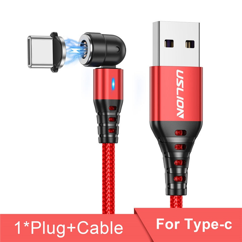 Câble Magnétique 540° Rotatif USLION – Charge Rapide 5A USB-C/Micro