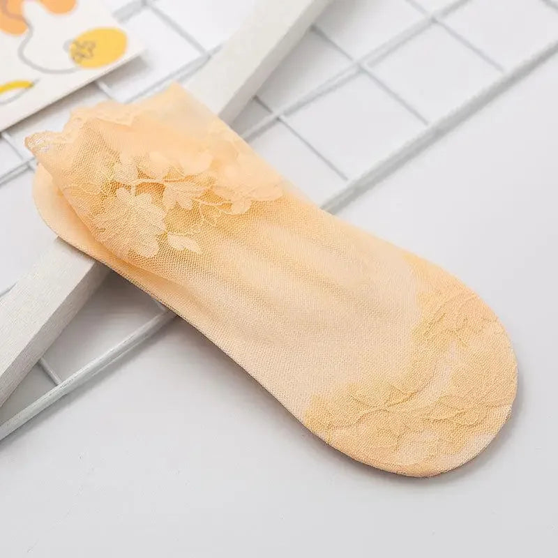 Chaussettes invisibles dentelle femme – Antidérapantes et respirantes