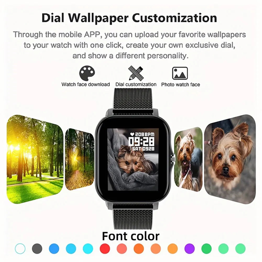Montre connectée 1,44" Android, Bluetooth, santé et appels