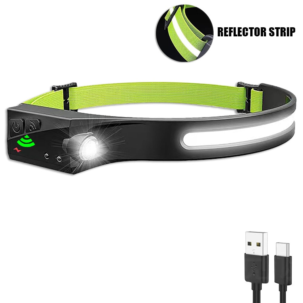 Lampe frontale LED COB rechargeable USB – 5 modes d’éclairage