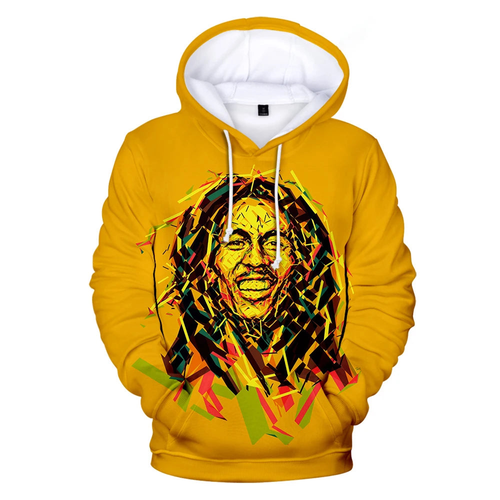Sweat à capuche 3D Bob Marley, reggae rock, unisexe
