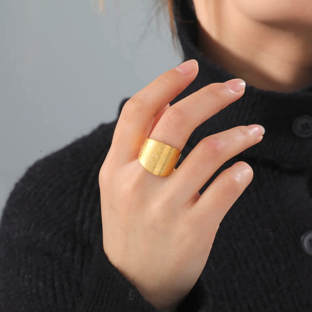 Bague Zelda acier inox, sceau Archange Metatron, bijou ésotérique