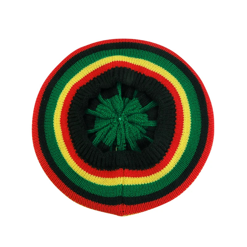Bonnet multicolore Bob Marley style reggae, laine arc-en-ciel