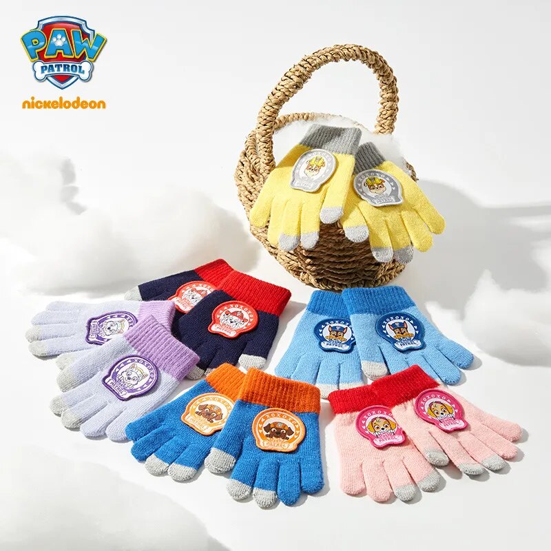 Gants peluche Paw Patrol enfants, Chase Skye, chauds et colorés